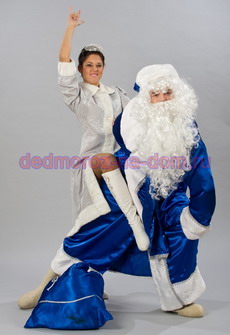 Костюмы Деда Мороза и Снегурочки -  Комплект «Кремлевский синий»