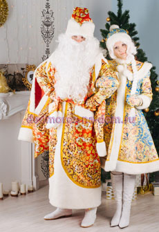 Костюмы Деда Мороза и Снегурочки - Комплект «Хохлома» Костюмы Деда Мороза и Снегурочки - Комплект «Хохлома»